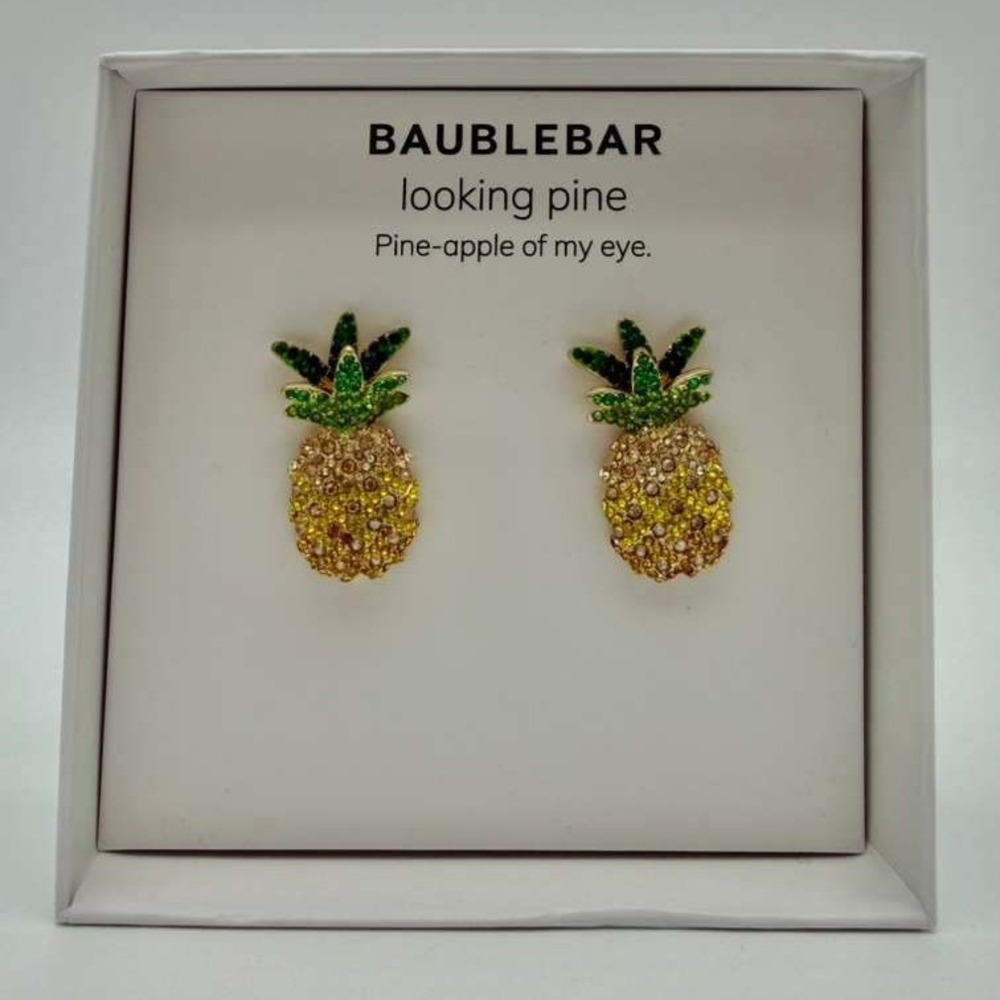 BaubleBar Pineapple Pave Crystal Statement Ring - Gold Tone - NWT
